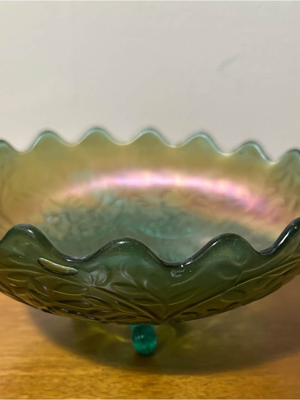 Vintage Footed Carnival Glass Bowl
